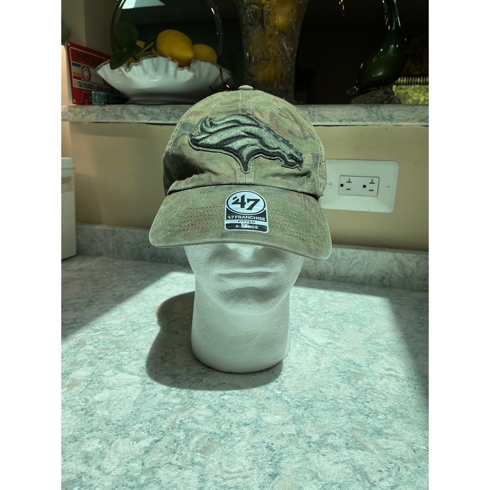 '47 Brand Hat Denver Broncos Franchise XL Camo Fitted NFL Embroidered Cap